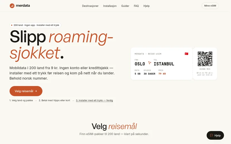 Skjermbilde av merdata.no